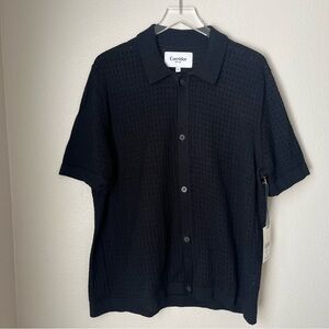 Corridor Black Pointelle Buttondown Cotton Women's Top Size Medium New with Tags